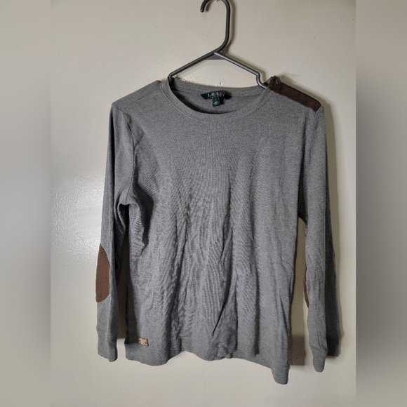 Lauren Ralph Lauren Womens Suede Elbow Patch Shirt with Zipper - Picture 1 of 5